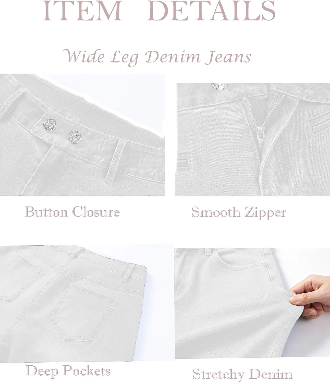 Womens Baggy Jeans Wide Leg Mid High Waisted Straight Denim Pants 2026 Spring Summer Trendy White Cotton Trouser
