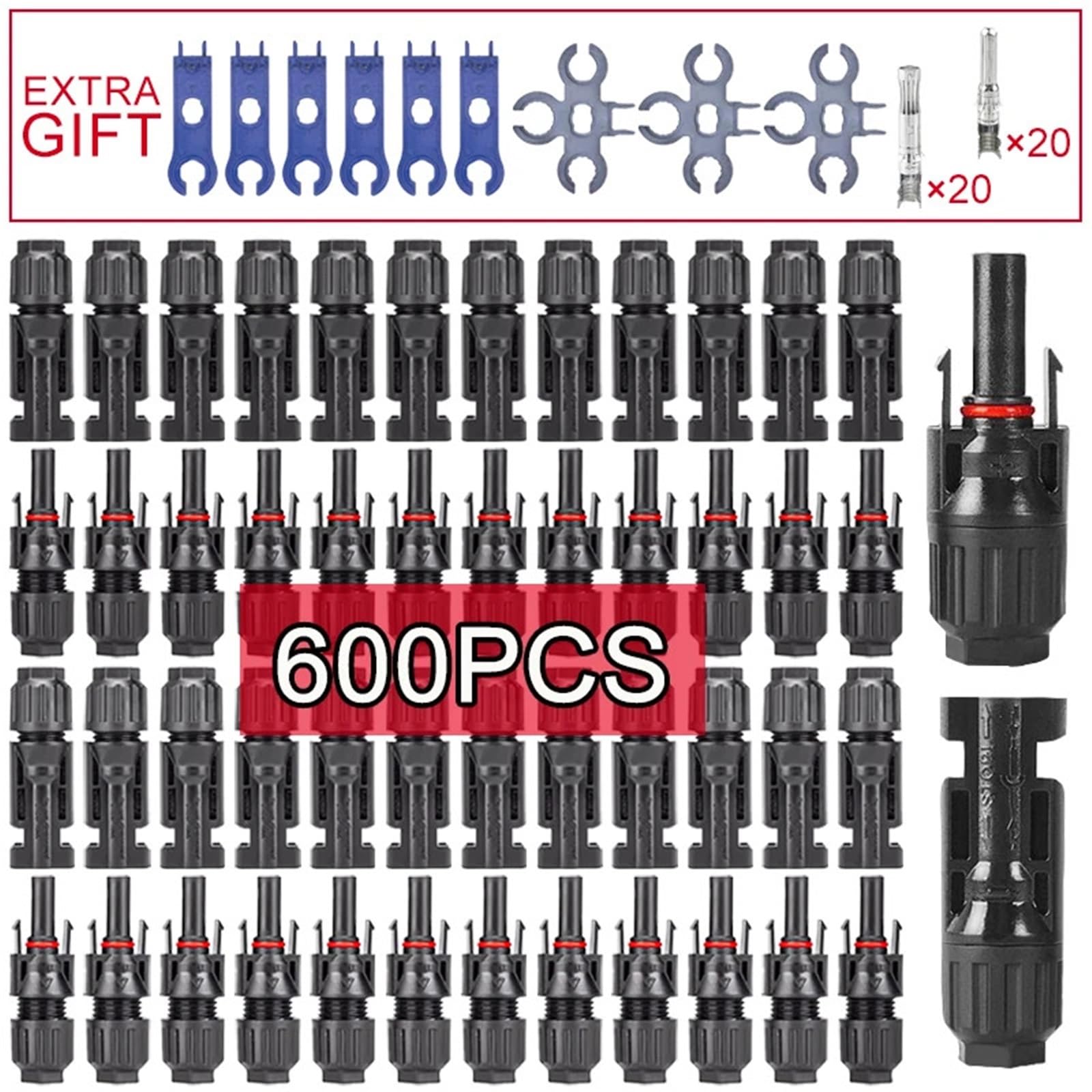 Zestaw złączy solarnych 1000 V 30 A Złącza do paneli fotowoltaicznych do kabla 2,5/4/6 mm²(40pcs(20pairs))