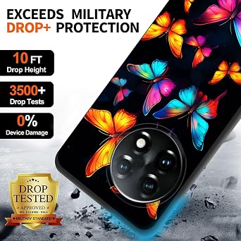 for OnePlus 12R Case,Soft Silicone Rubber Bumper Case Shockproof Full-Body Protective Case Cover for OnePlus 12R,Colorful Neon Butterflies