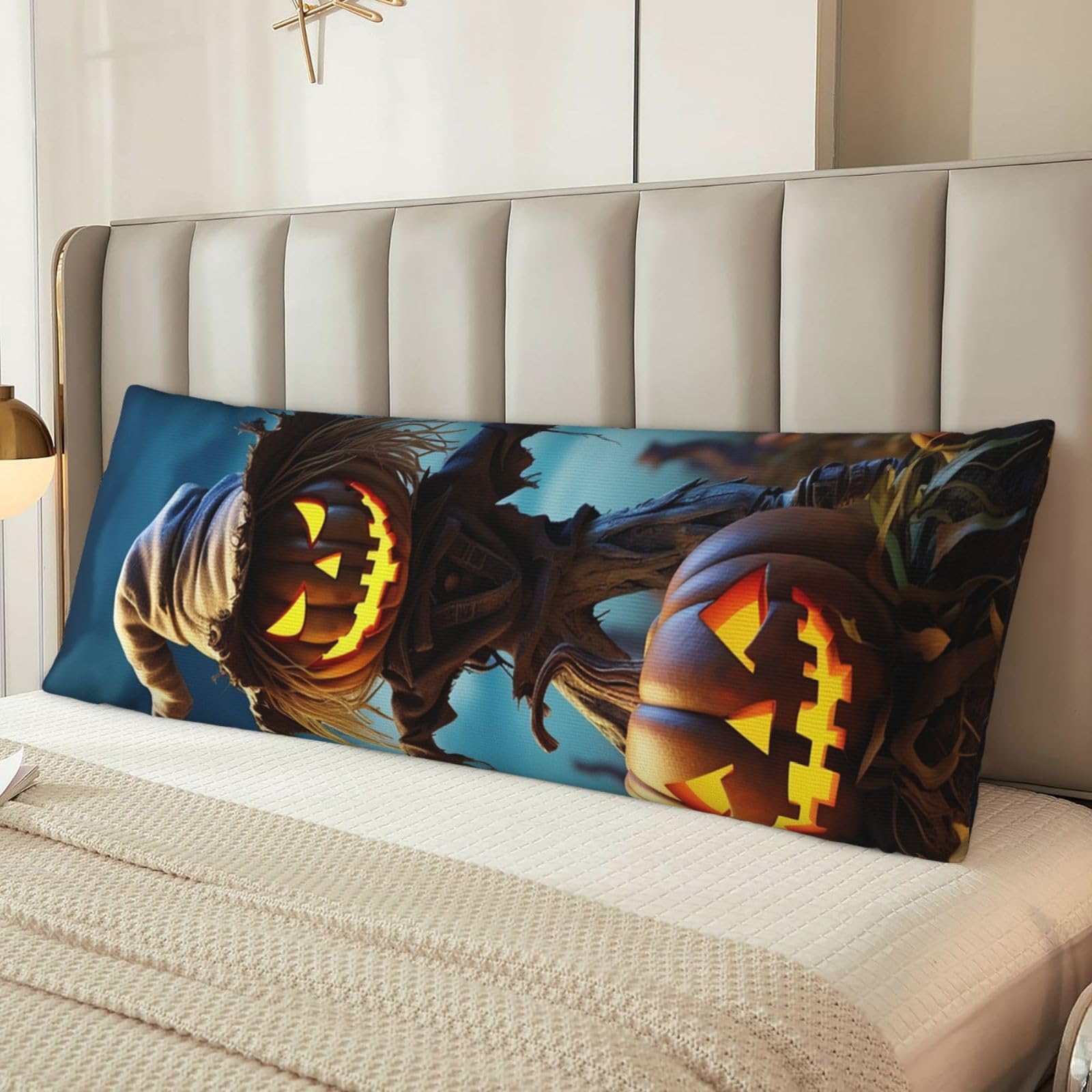 Funny Pumpkin Scarecrow Body Pillow Case Cover, Microfiber Long Pillow Cases, Ultra Soft and Cozy Plush Body Pillowcase Decorative Long Bed Pillow Cover for Sleeping 20x54 Inches