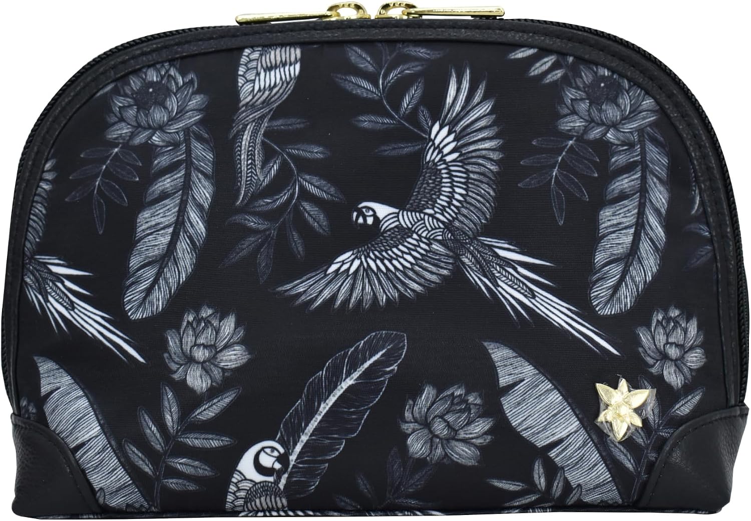 Anuschka Dome Cosmetic Bag - Wanderlust Collection - Nylon Fabric with Genuine Leather Trim and Artwork Print