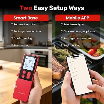 Wireless Meat Thermometer with Standalone Base, 0.18F Accuracy