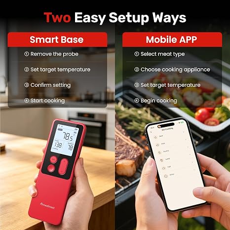 Wireless Meat Thermometer with Standalone Base, 0.18F Accuracy