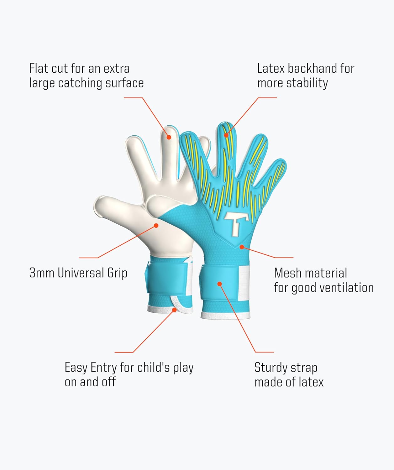 T1TAN Rebel Junior Soccer Gloves Kids - Goalie Gloves for Goalkeeper Football - Kids & Youth