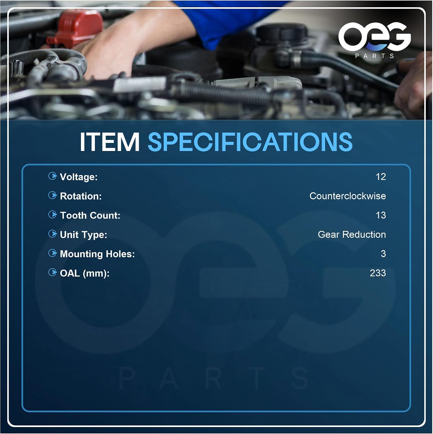 OEG Parts New Starter Compatible with Yamaha F150TLR F150TXR F225TLR LF150TXR LF250TUR 2004-2008 S114867, S114867A, S114867B, 63P8180000, 6BR818000000, 6BR-81800-01, SHI0122, 41044079