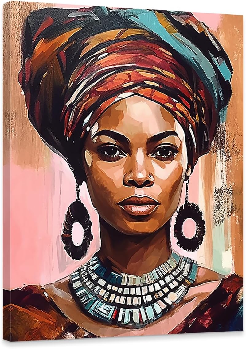 DOARTDO Colorful Wall Canvas Decor African Woman African