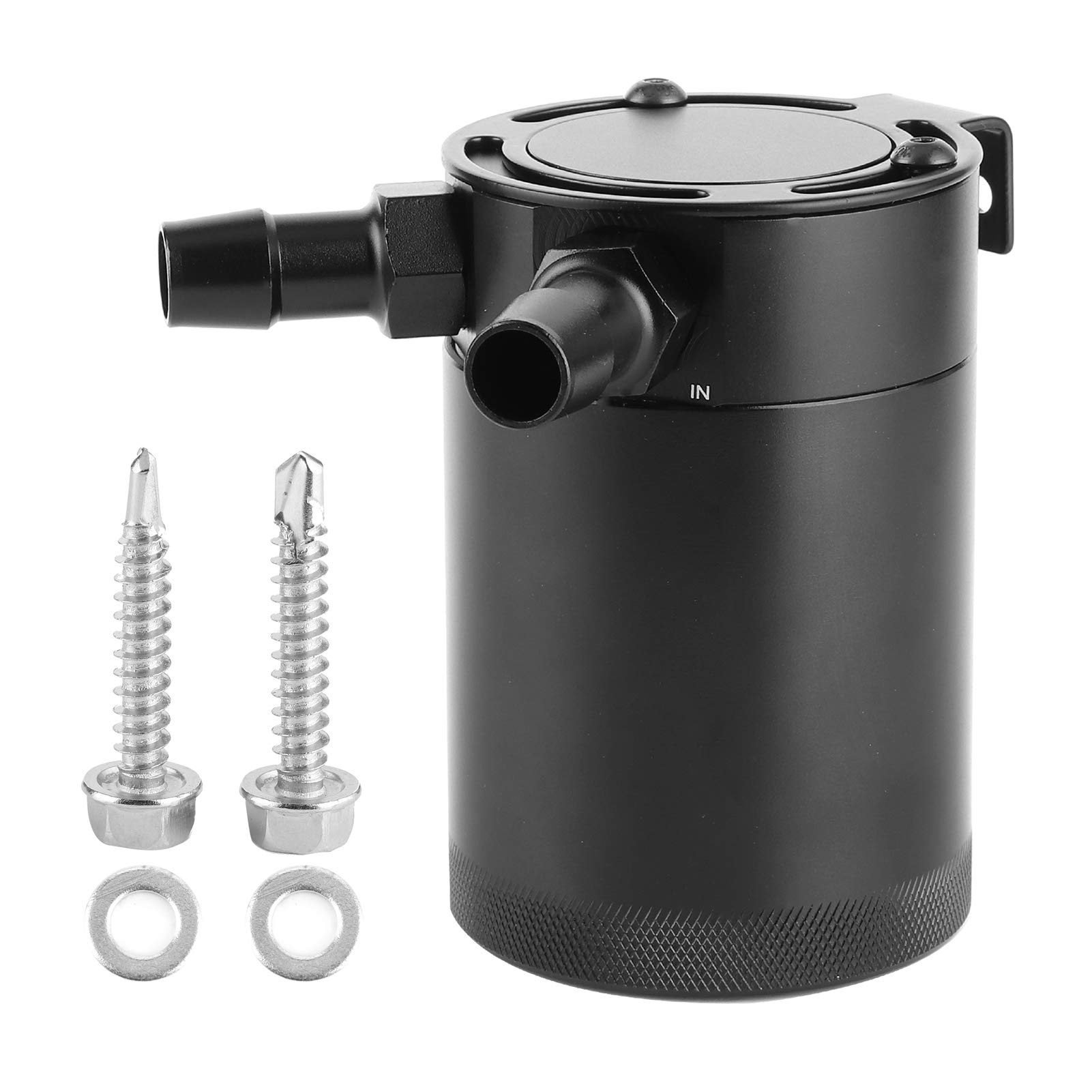 aqxreight Bote de Captura de Aceite de 2 Puertos – Depósito con Deflectores de Aleación de Aluminio para Motor Mejorado – Accesorio de Automóvil de Ajuste Universal para Gestión de Aceite