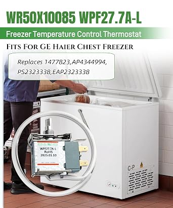 WR50X10085 Freezer Thermostat Replacement Fits for GE&Haier Chest Freezer WPF27.7A-L Temperature Control Replacement for Mini Fridge,Replaces 1477823,AP4344994,PS2323338,EAP2323338