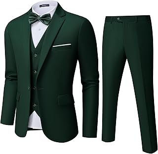 Mens Suit Tuxedo Set Slim Fit Suits 3 Piece One Button Prom Wedding Blazer Vest Pants