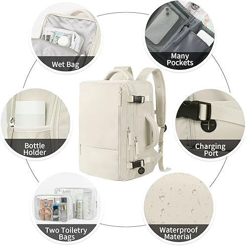 Miniatura 134 de Hanples Mochila de viaje, mochila para laptop, mochila de mano para escuela y senderismo, Negro -, Mochilas de viaje Negro -,Beige,Gris,gris