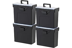IRIS USA Slim Portable Storage File Box 4-Pack