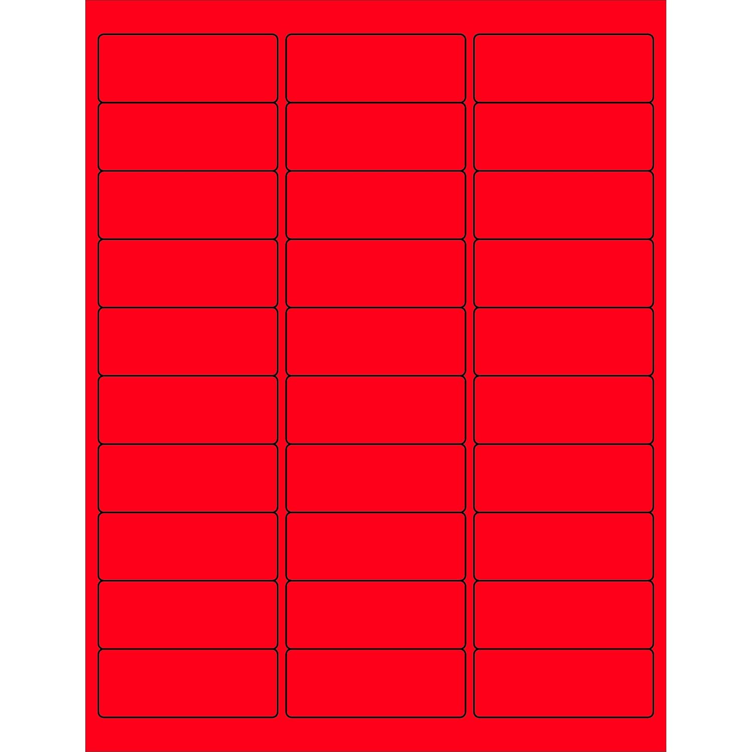 Tape Logic Aviditi Tape Logic 2 5/8" x 1" Fluorescent Red Shipping Address Labels, for Laser & Inkjet Printers, Permanent Adhesive, 8 1/2" x 11" Sheet, 30 Labels Per Sheet, 100 Sheets