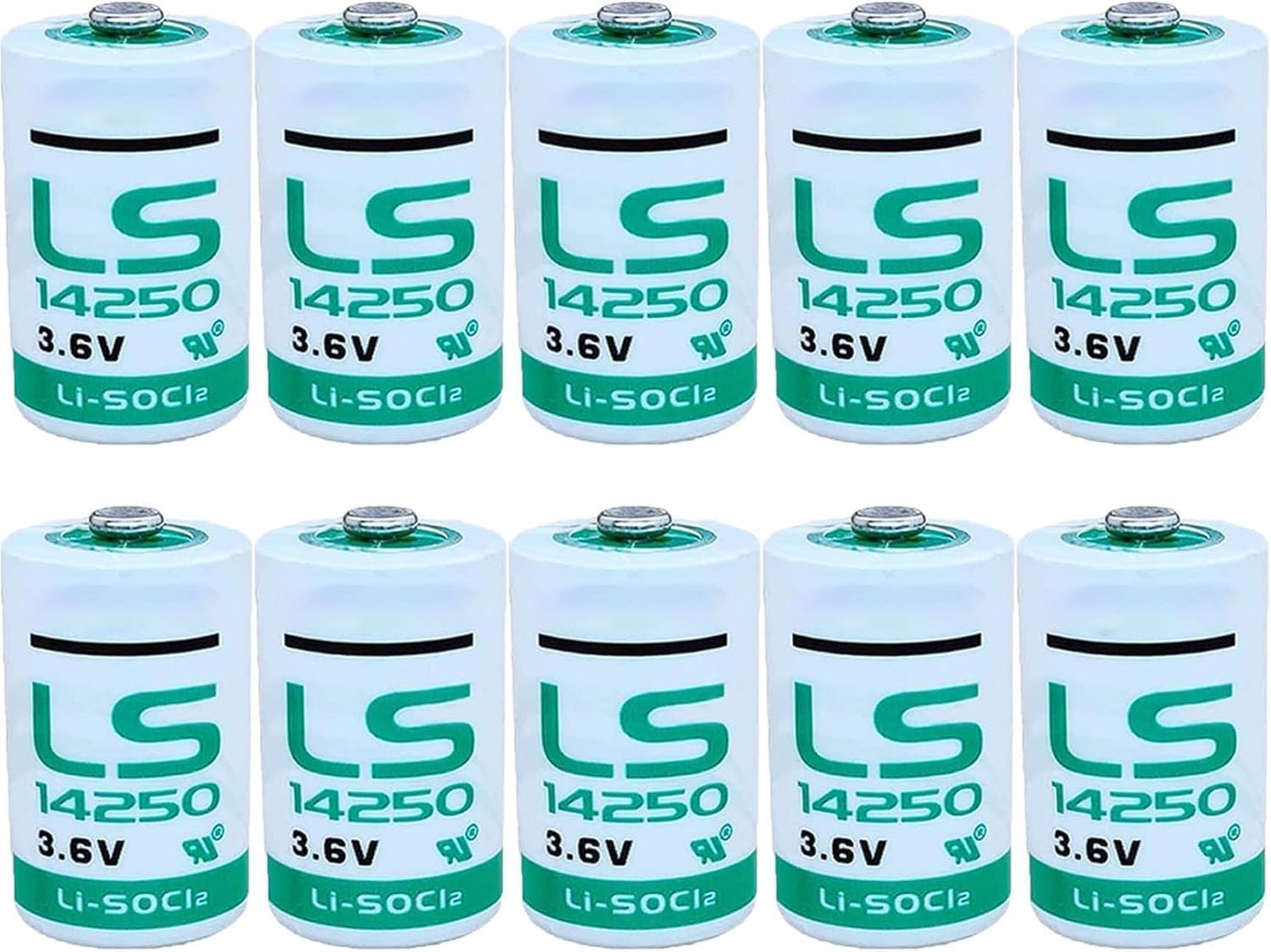 [10 Pack LS14250 1/2 AA 3.6V Lithium Battery 1200mAh Replace for LS14250 Battery LS 14250 C High Capacity