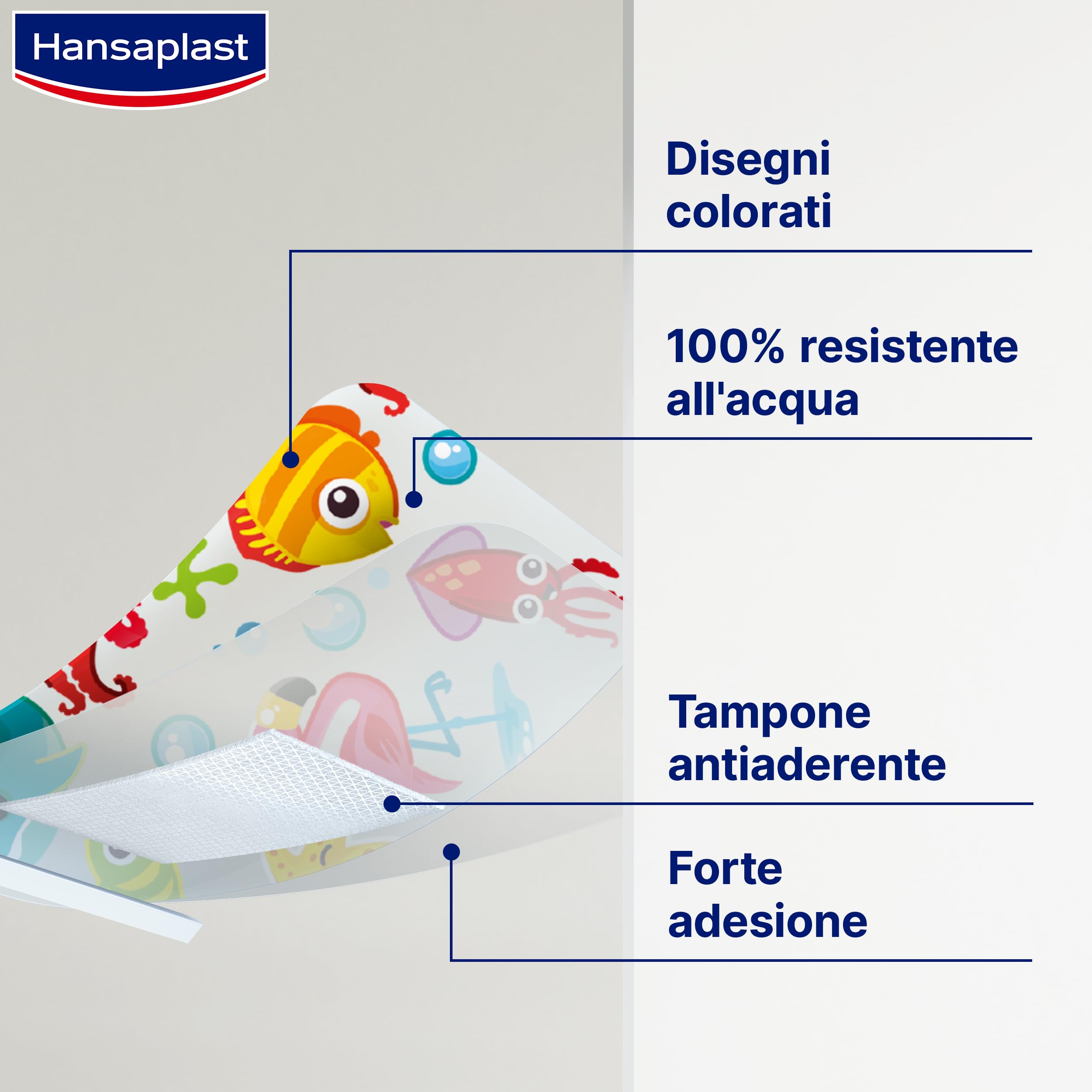 Hansaplast Cerotti Aqua Protect Kids, Cerotti bambini dal design colorato 100% resistenti all'acqua, Impermeabili per bagnetto, mare e piscina, 1 confezione da 20 pezzi in 2 formati