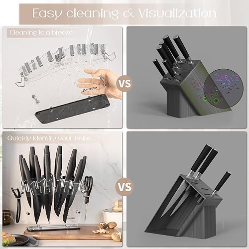 Miniatura 7 de Astercook Juego de cuchillos con bloque y afilador, juego de cuchillos de cocina de 22 piezas, apto para lavavajillas, bloque de cuchillos