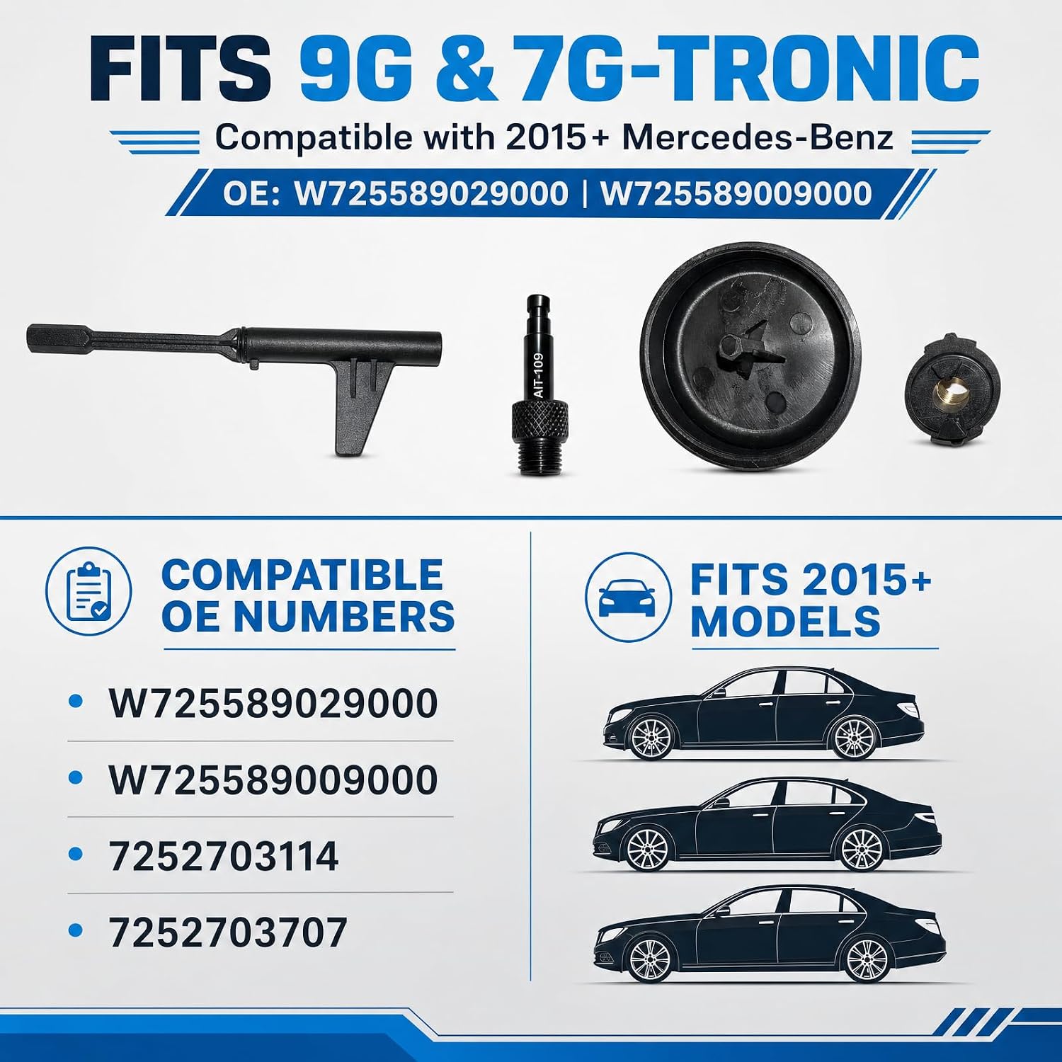 4PCS Transmission Fill Tool and Oil Filler Connection fit for Mercedes Benz 9G-Tronic Gearboxes 725, Oil Filing Adapter Oil Filing Tool, OEM W725589029000 W725589009000, 722.9 Fluid Change Kit