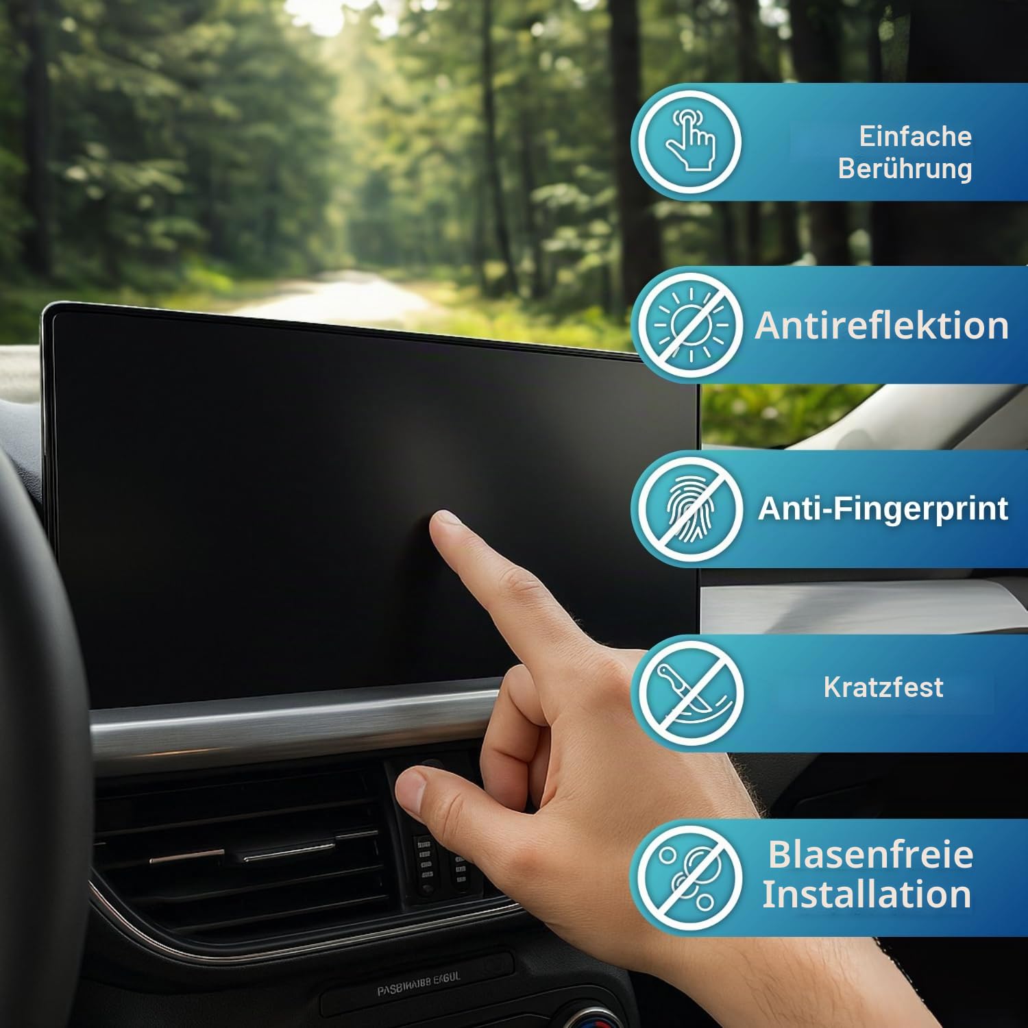 Anti-Fingerabdruck Displayschutzfolie Matt passend für Mercedes EQE X294/V295 2022-2028: Hyperscreen Tacho, Radio, Multimedia, Navi, Bildschirm, Infotainment Touchscreen Entspiegelung