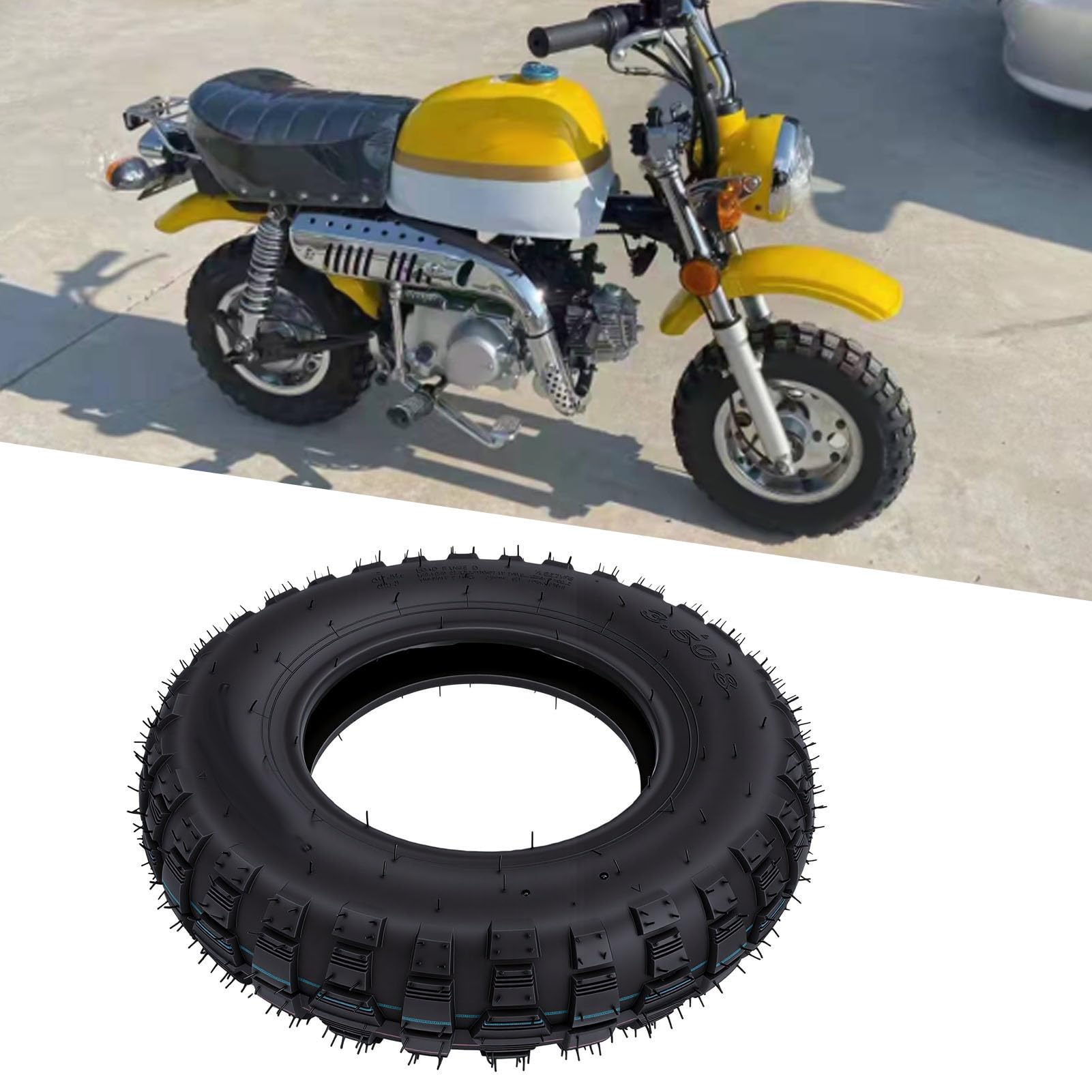 aqxreight Pneumatico Esterno per .50-8 4PR, Pneumatico da Fuoristrada con Carcassa Rinforzata 4 Ply e Gomma Anti Usura per Mini Bike Pit Bike