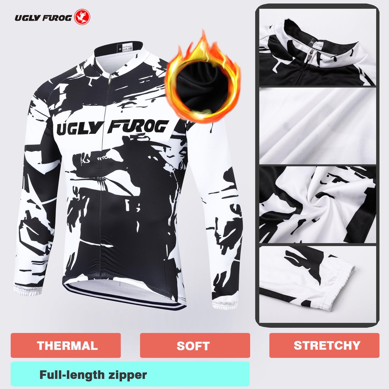 UGLY FROG Mode Radtrikot Herren Set Winter/Fallen Sport&Freizeit Rennrad Fahrradbekleidung Radsport Hemd Bike Radlerhose Vlies Thermo Reflektor Anti-kalt CXMX04