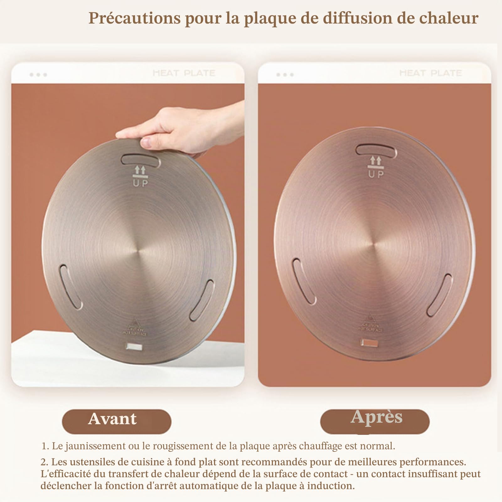 Plaque Diffuseur de Chaleur Flygragon 28 cm - Acier Inoxydable pour Cuisinières Gaz, Vitrocéramique et Induction - Poignée Amovible - Compatible Casseroles et Cafetières