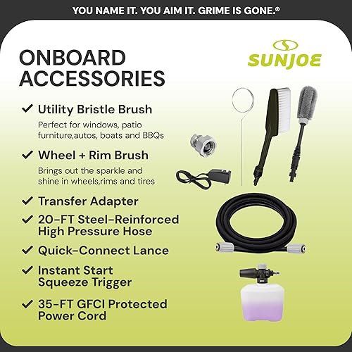 Miniatura 5 de Sun Joe SPX3000-XT1 XTREAM 2,500 PSI Lavadora a presión con motor de 14.9 A, incluye 4 boquillas de conexión rápida, manguera de alta presión,