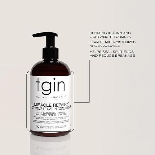 Miniatura 3 de tgin Miracle RepaiRx - Acondicionador protector sin dejar para cabello natural promueve el crecimiento biotina aceite de ricino negro sin parabenos