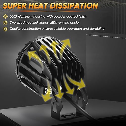 Miniatura 5 de 2 luces antiniebla de conducción redondas LED de 25 W 3.5 pulgadas 6000 K blanco súper brillante para Jeep, SUV, camión, camioneta, barco, ATV, UTV