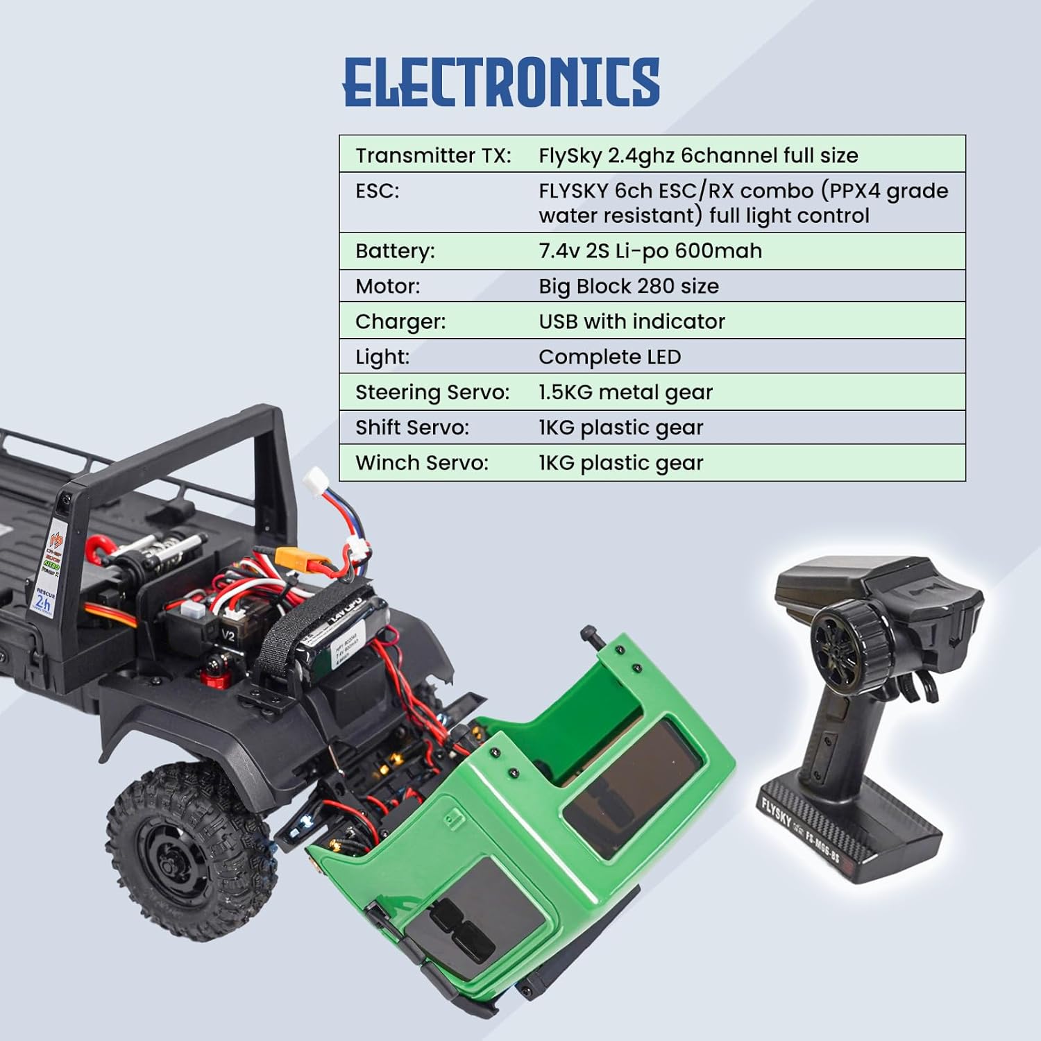 HOBBYPLUS ARKTOS 6x6 V1.5 CR18P Rock Crawler RTR All Terrain - Remote Control Car, Rock Crawler 1/18 Scale 6WD 2 Speed Transmission Off Road for Adults, RC Hobbyists (Green)