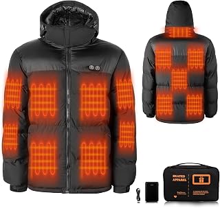 Heated Jacket,Heated Jackets for Men,Mens Heated Jacket with Battery Pack Winter Outdoor Soft Electric Heating Coat
