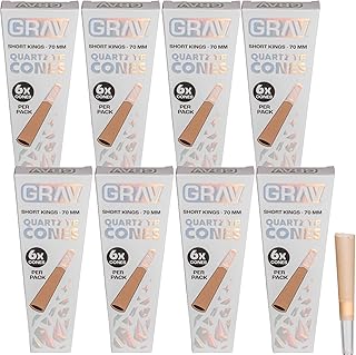 GRAV Short Kings Quartz Tip Rolling Cones - Pack of 48 Cones (Short, Natural, 8 Boxes)