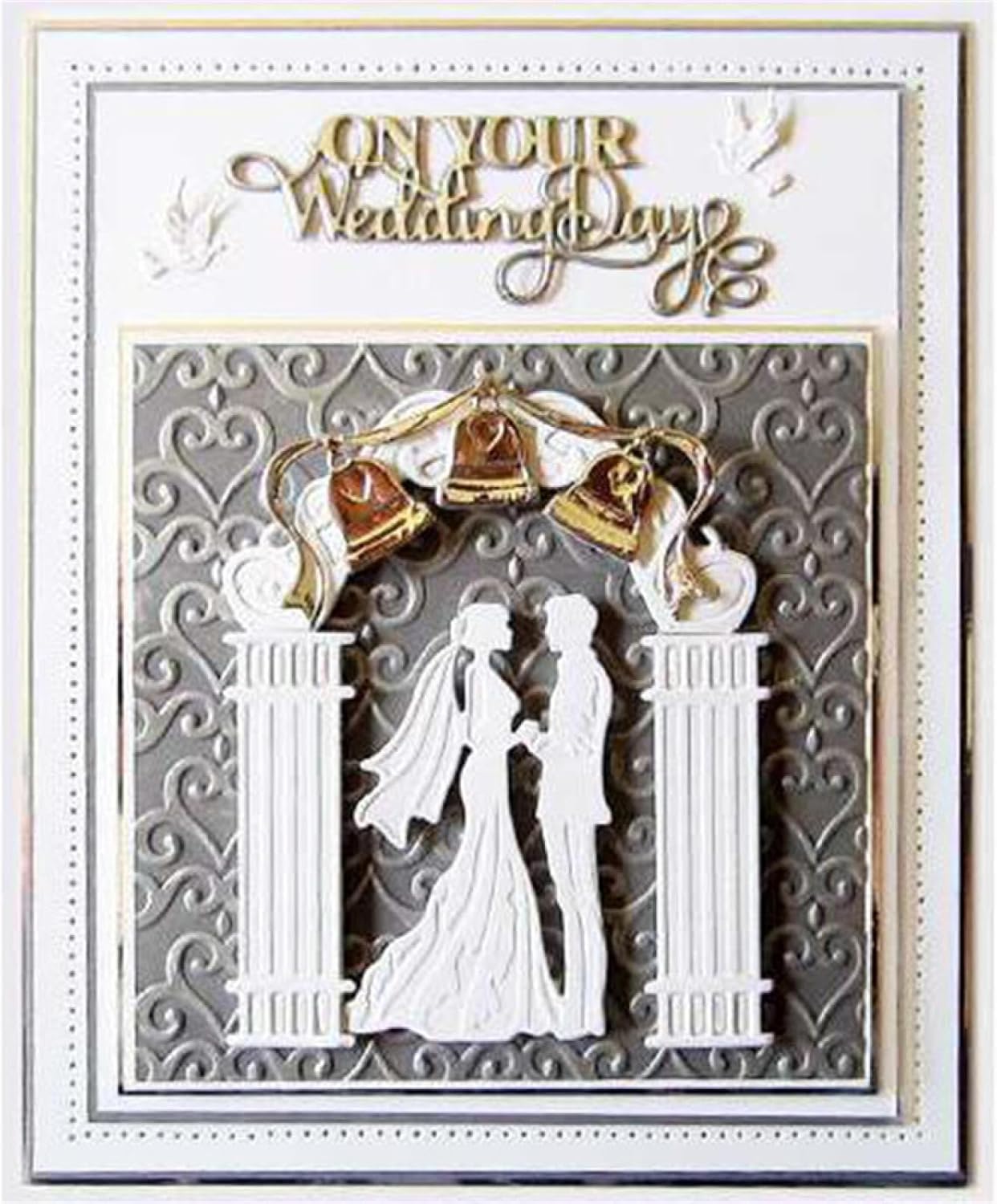 3PCS Wedding Dies for Card Making Bride and Groom Metal Cutting Dies for DIY Scrapbooking Paper Crafting Handmade Crafts On You Wedding Day Alphabets Wedding Building Metal Die Cuts,Wedding Decoration
