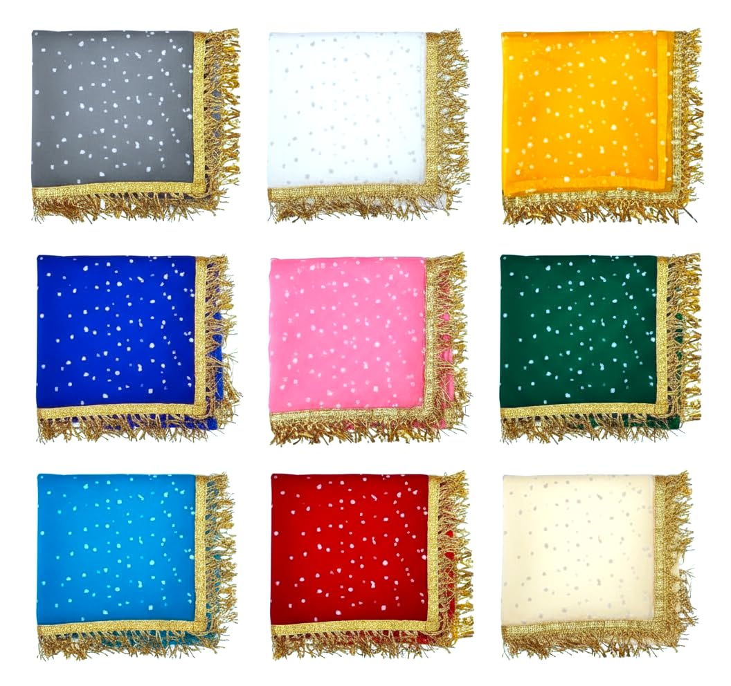 Navratri Matarani Navrang Tikli Chunri / 9 Colors for 9 Days Devi Maa Ki Chunri/Durga Mataji Chunni 12 x 18 Tikli Chunri (Pack of 9)-image-14