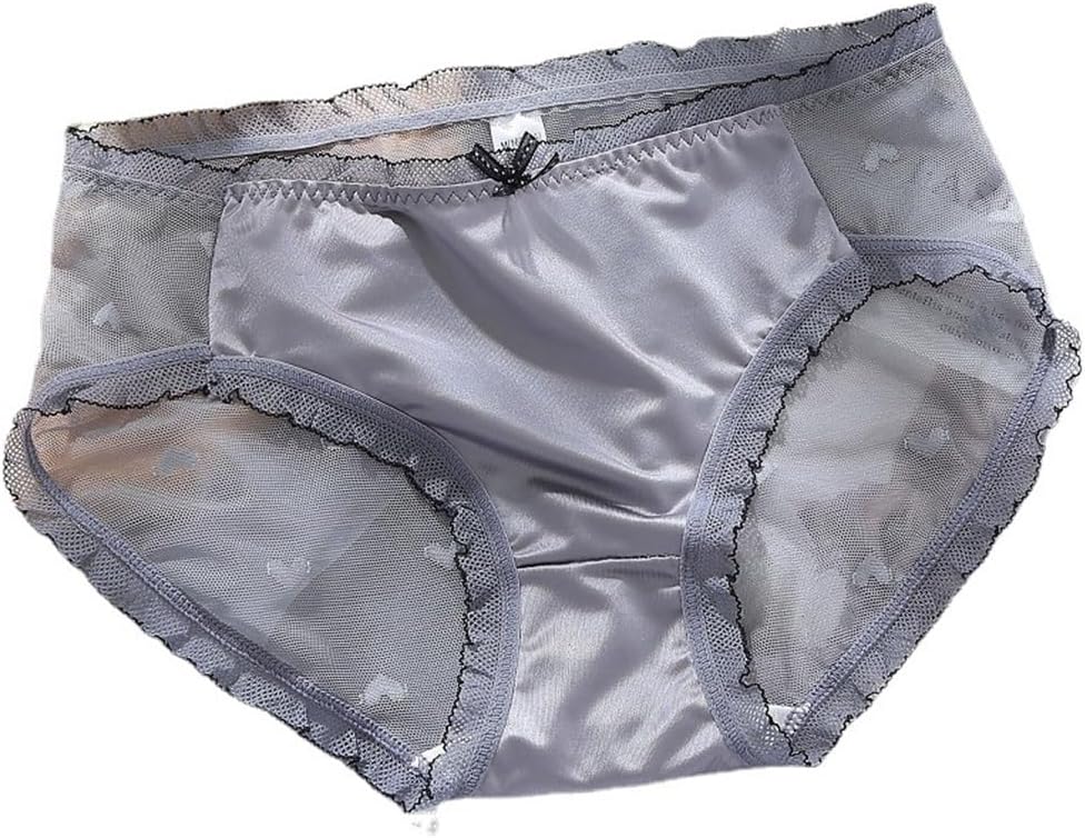 Lace Panties Female Sense of Cute Peach Heart Mesh Satin Hot Triangle Low Waist Bottom