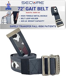 Secure Gait Belt for Seniors with Metal Buckle - Transfer and Walking Standing Aid Elderly, Physical Therapy, Nurses