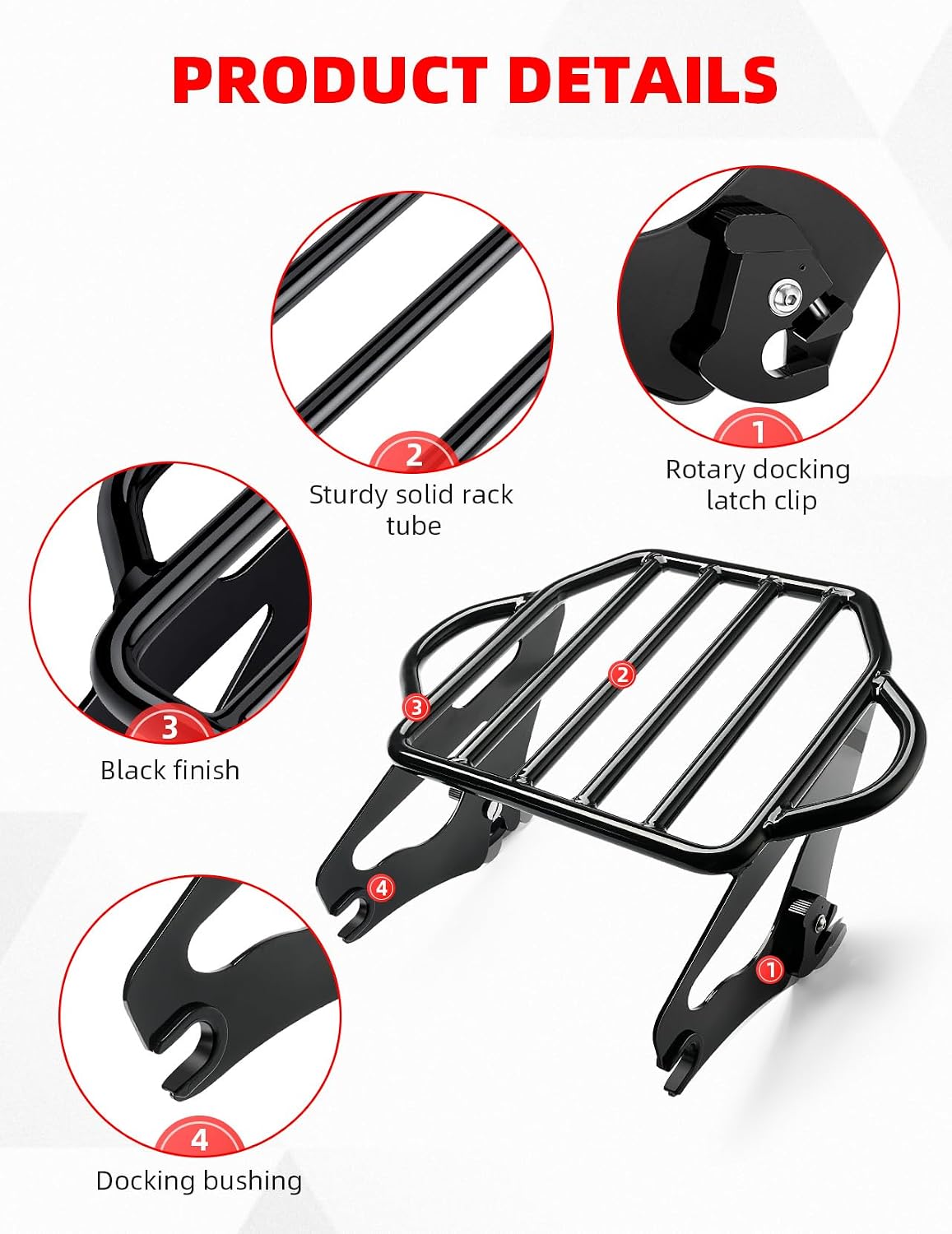 Amazicha Luggage Rack fits for Harley Touring 2-up Luggage Rack Compatible for Harley Davidson Touring Street Glide,Electra Glide,Road Glide,Road King 2009-Later (Gloss Black)