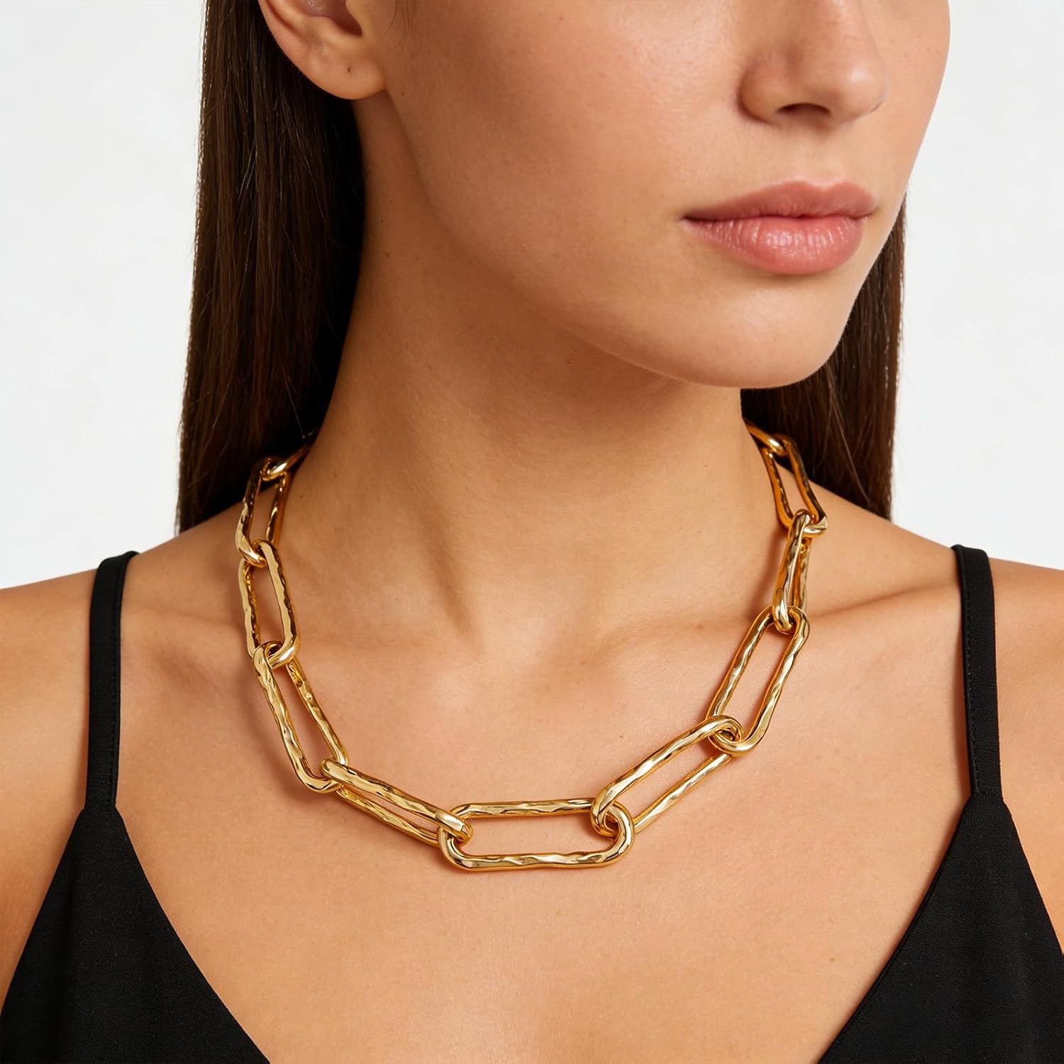 Chunky Gold Choker Necklace for Women 14K Gold Plated Paperclip Chain Thick Link Chokers Bold Statement Jewelry Gifts - Image 3