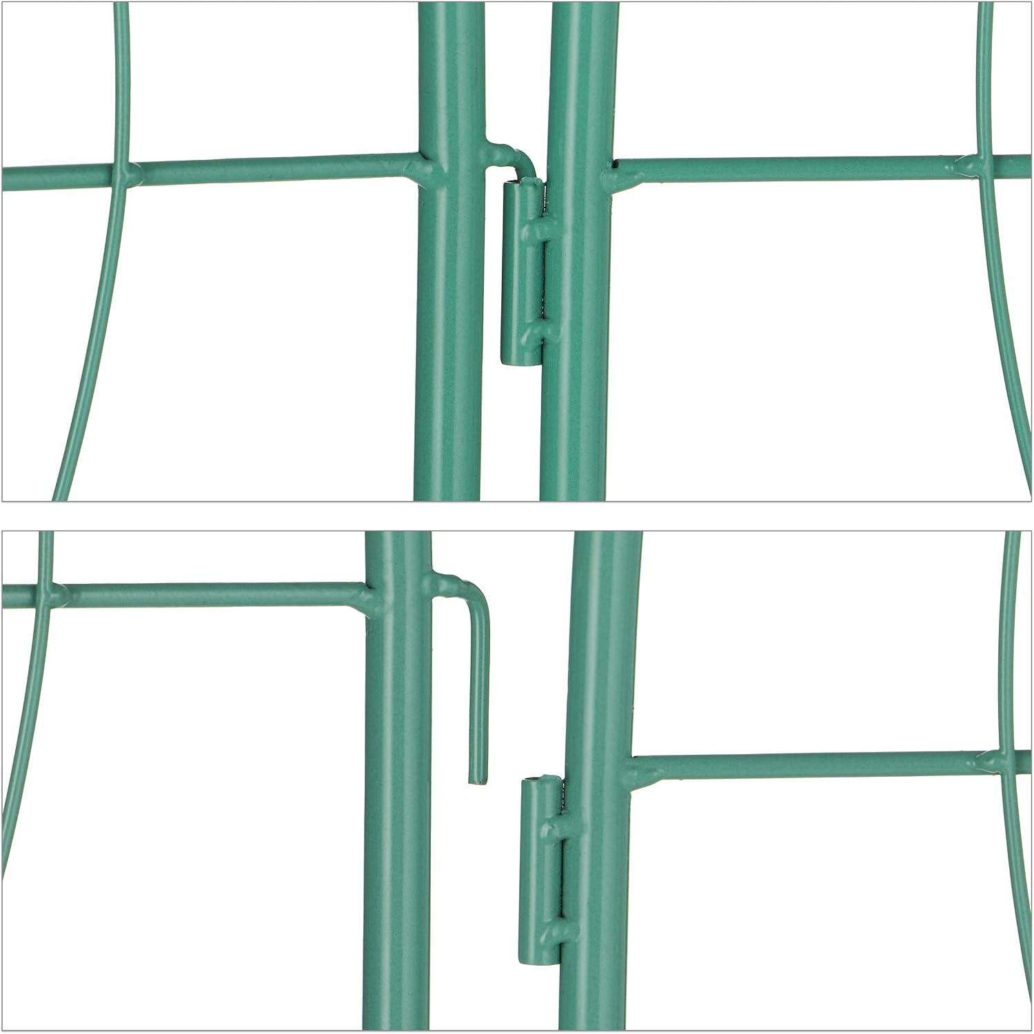 Relaxdays Garden Trellis, Set of 2, HxW 150 x 50 cm, Metal, Support for Climbing Plants, Ground Stake, Rose Frame, Green