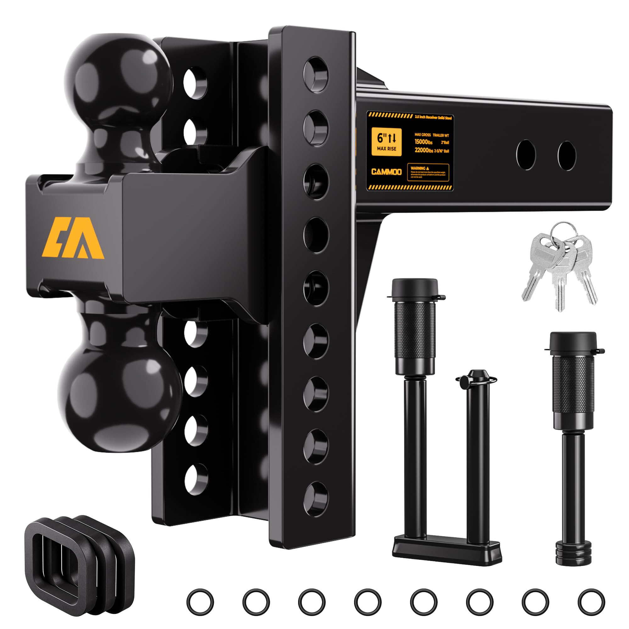 Photo 1 of ***FACTORY SEALED***
CAMMOO Adjustable Trailer Hitch, Tow Hitch Fits 2.5 inch Receiver, 6 inch Rise/Drop Hitch, 2" and 2-5/16" Ball Hitch, 22000 LBS GTW Truck Hitch with U-Shaped Alloy Steel Anti-Theft Pin, Black