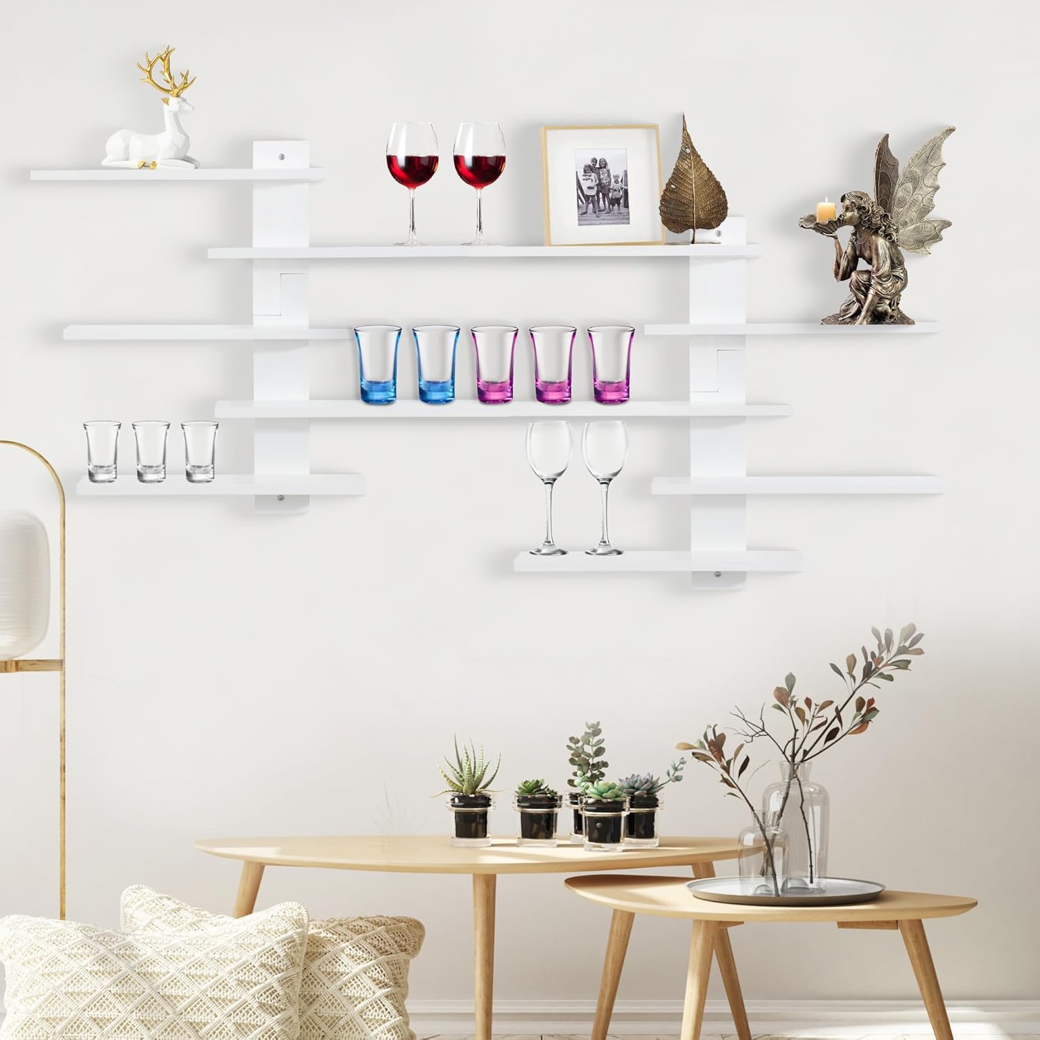 Floating Shelf for Wall,for Tonie Shelf,Small Wood Display Shelves Rack for Collectibles-Figures,Shot Glasses,Mini Decor,for Toy(White)