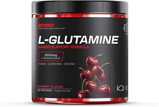 Beverly Glutamina - L-Glutamina pura de máxima calidad origen Kyowa - 300 g - 60 servicios - Vegana - Recuperación muscular (CEREZA)
