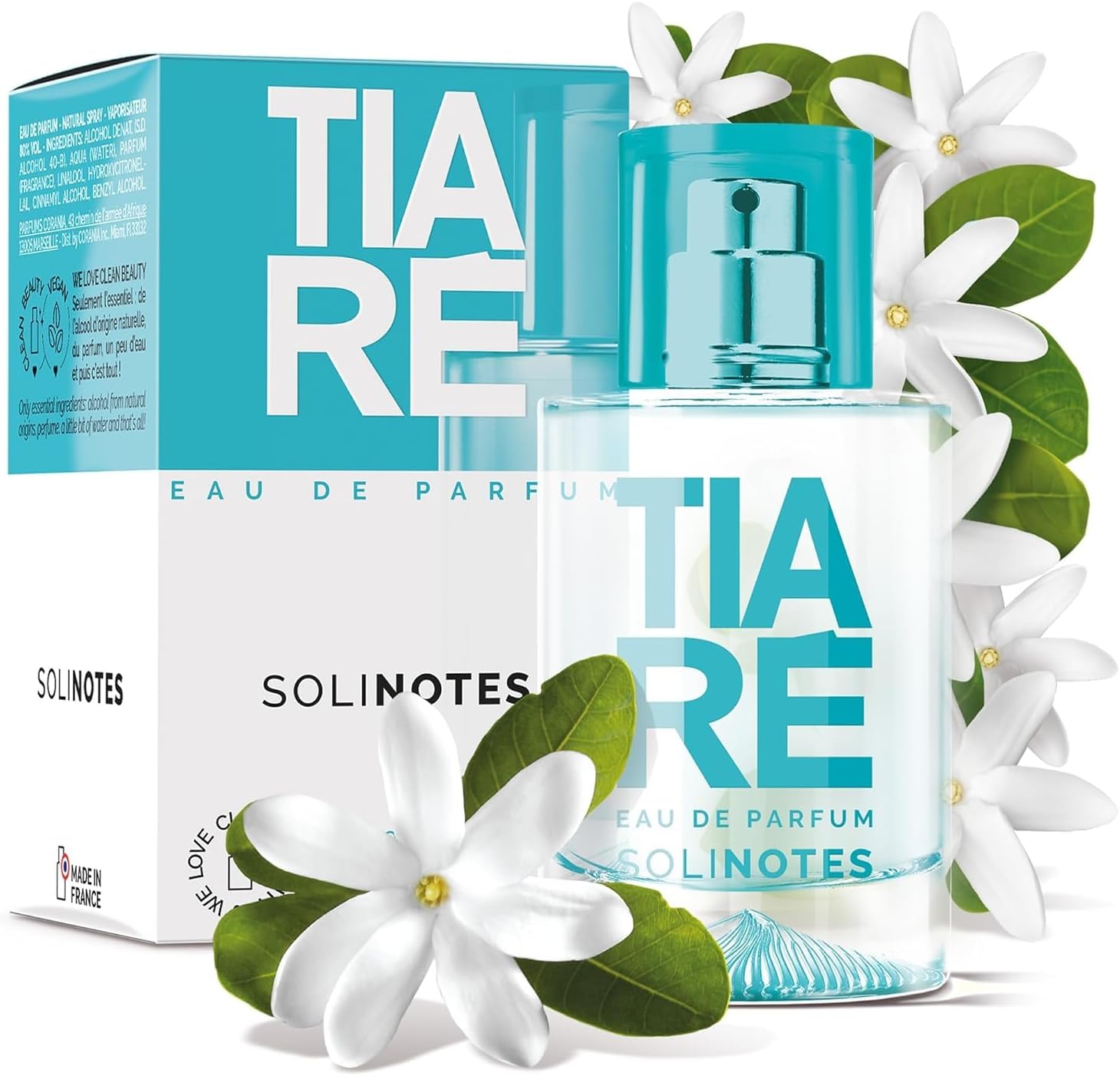 Solinotes Tiare Eau de Parfum, Coconut & Tiare Flower, Vegan, 1.7 Fl Oz
