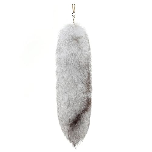 Iivos Fluffy Therian fox Tail Keychain - Soft Fur, Realistic Colors, Durable, Perfect for Cosplay, Renaissance Fairs - 1 - Arctic Fox