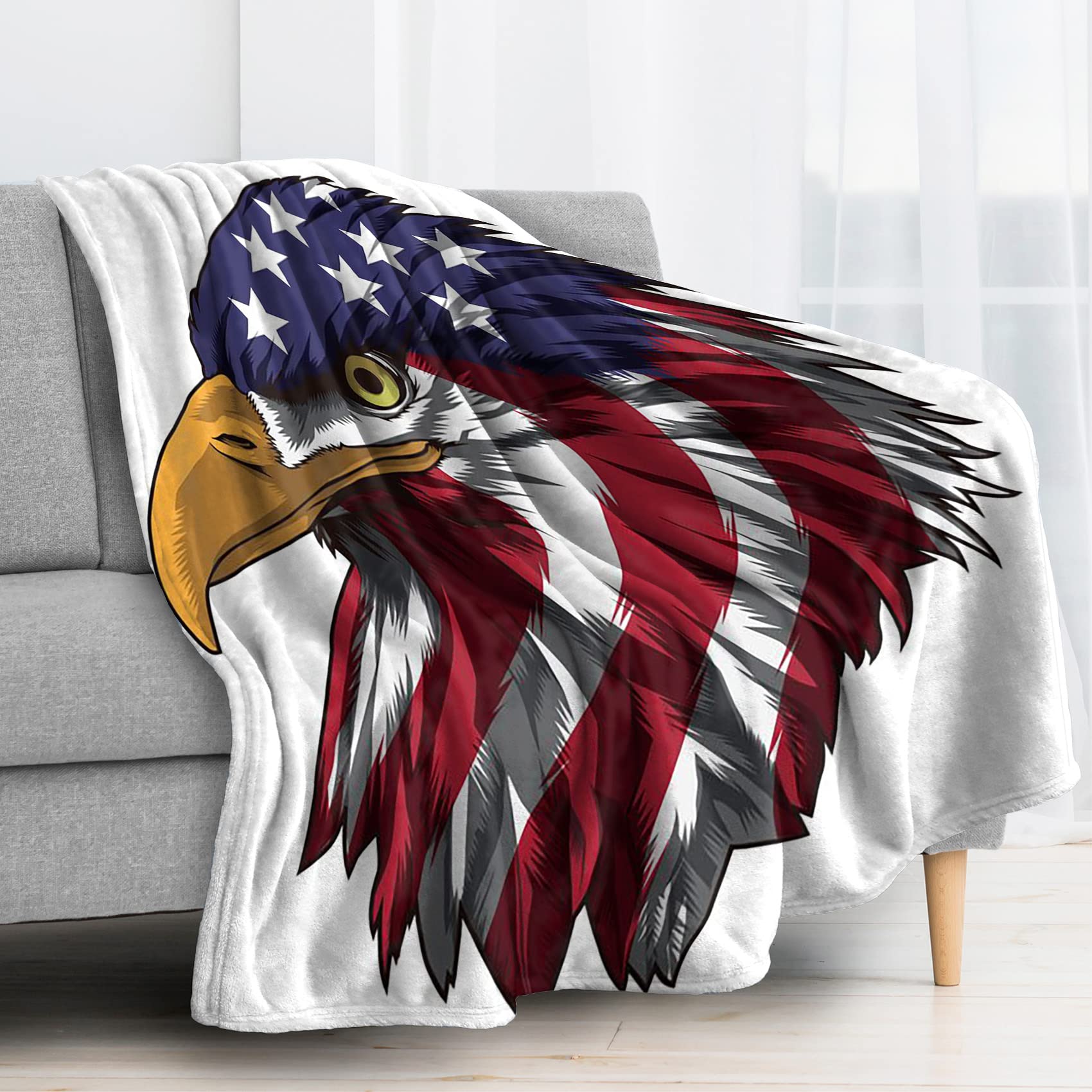 Couvertures et plaids pour canapé et lit ambiance cocooning avec motif aigle US