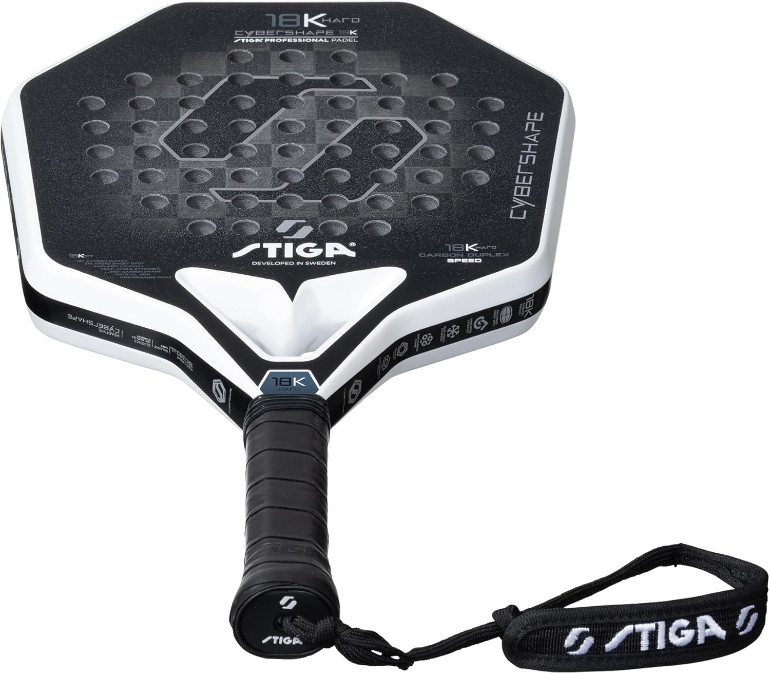 STIGA Padel Racket 18K Hard Cybershape, Carbon Fiber Padel Blade, Defensive Hard Blade for Advanced High-Speed Controlled Players, Competition Approved