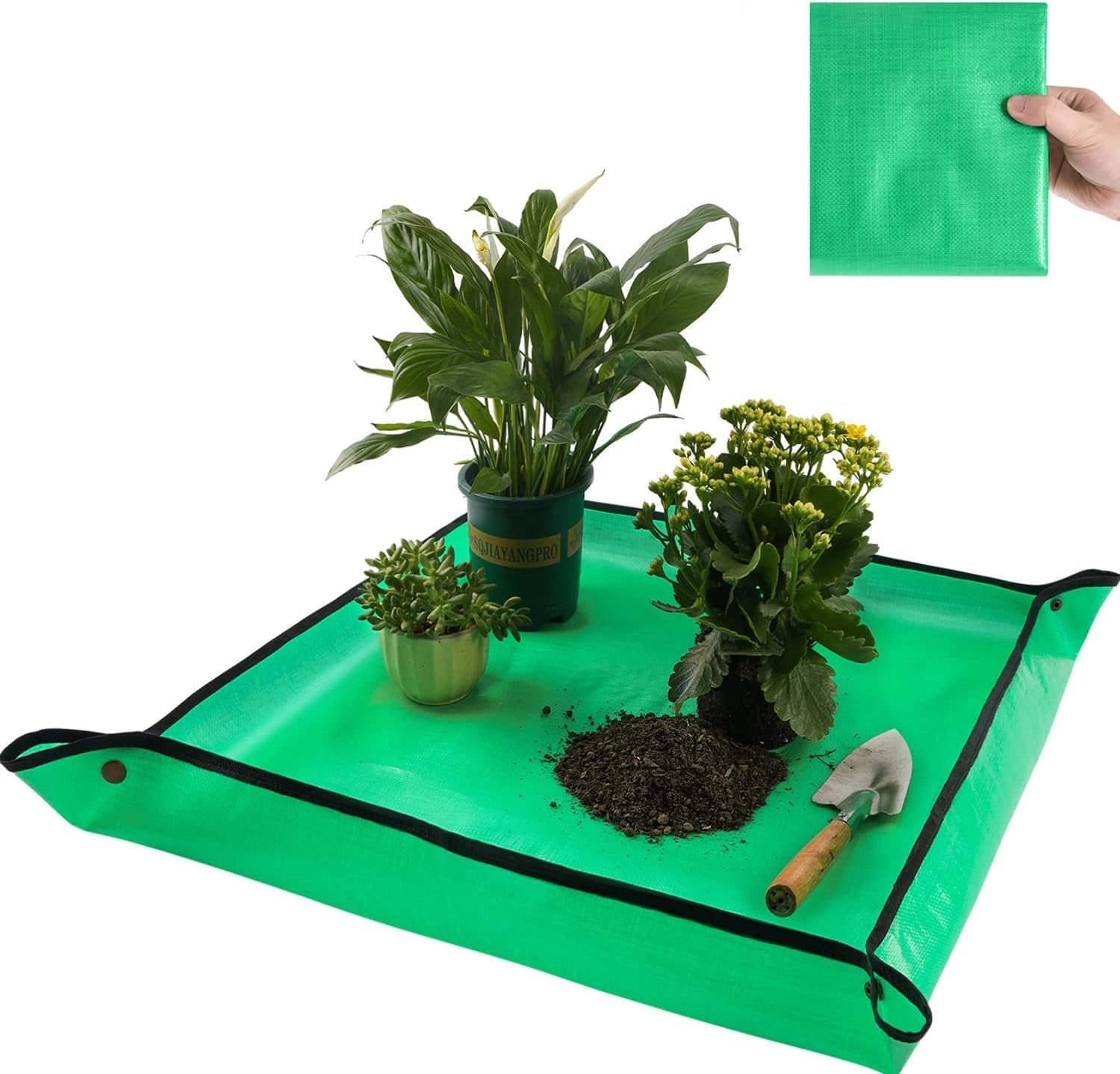 Gardening Mat for Plant Transplanting and Mess Control 19.8"x 19.8" Thickened Waterproof Potting Tray Succulent Potting Mat Portable Gardening Mat Plant Gifts for Women Men, (50 x 50 cm)
