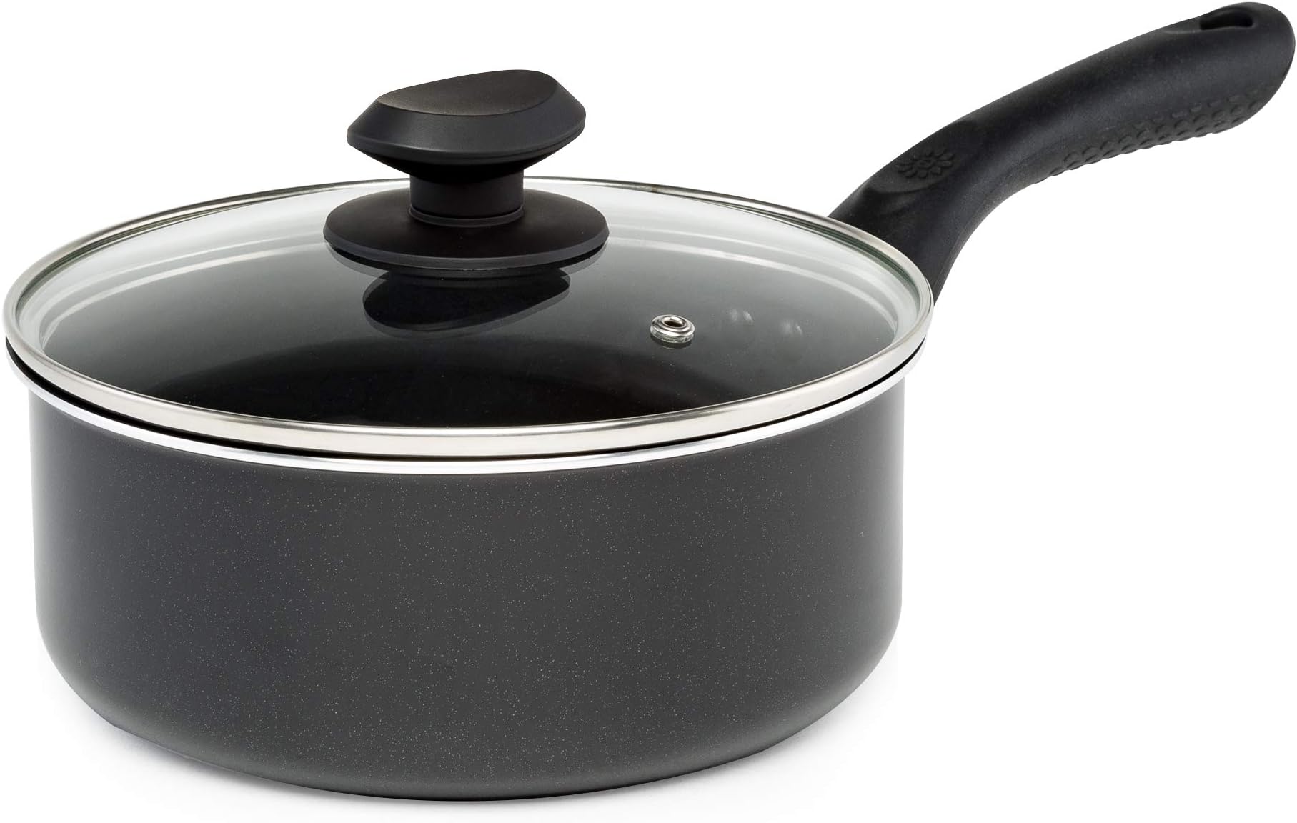 Ecolution Easy to Clean, Comfortable Handle, Even Heating, Dishwasher Safe Pots, 3-Quart Sauce Pan, Black