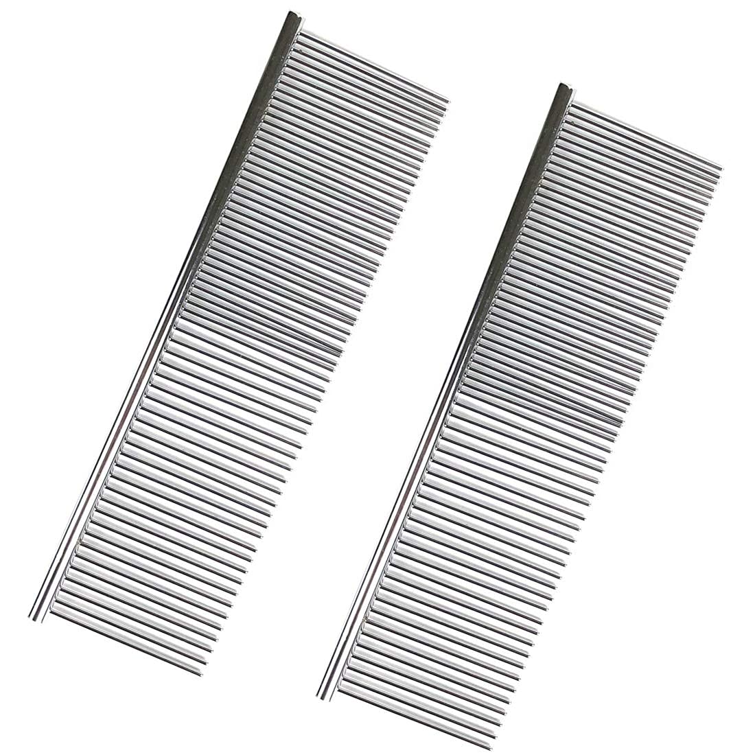 PetCeptual Flat Comb for Dogs & Puppies | Pet Hair Grooming Comb with Rounded Teeth Stainless Steel, Large- Pack of 2 (B09B14NW6Q) Amazon Price History, Amazon Price Tracker