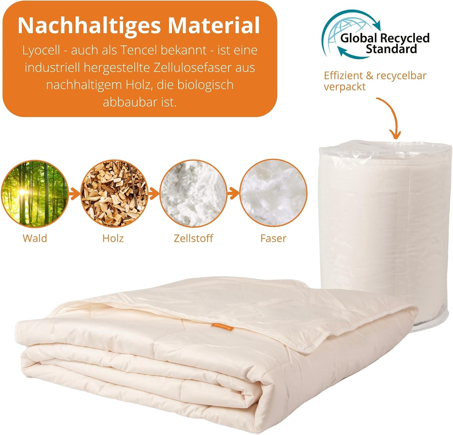 sleepling Lyocell Tencel всесезонное одеяло 135 x 200 см 100 хлопок одеяло средней плотности 135 x 200 см всесезонное одеяло произведено в Нидерландах сертификат Oeko-Tex антибактериальное