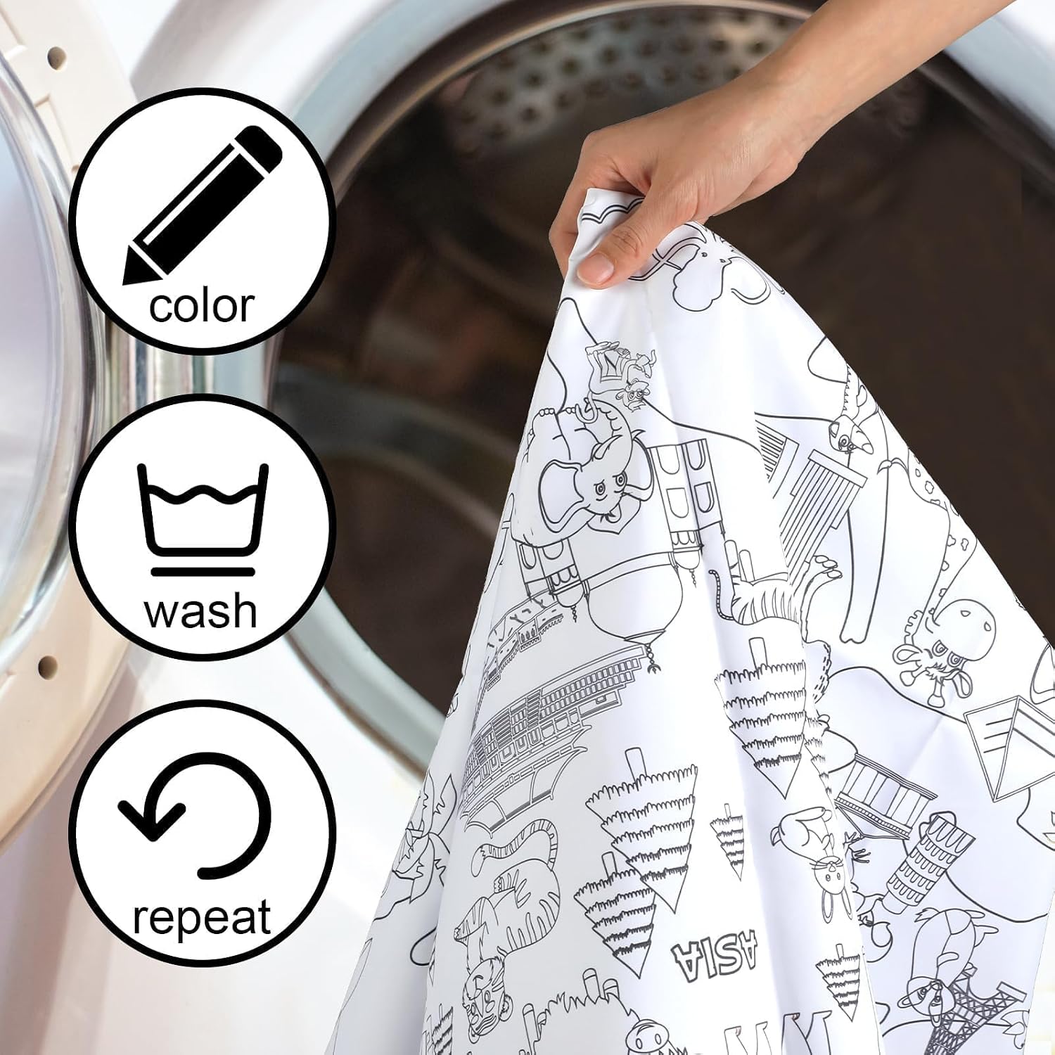 US Map Coloring Poster Washable Giant Coloring Poster for Kids 57" x 37.4" Large Coloring Tablecloth Fabric Huge Jumbo Coloring Poster The US Educational Learning Activity Arts Crafts Party Decoration