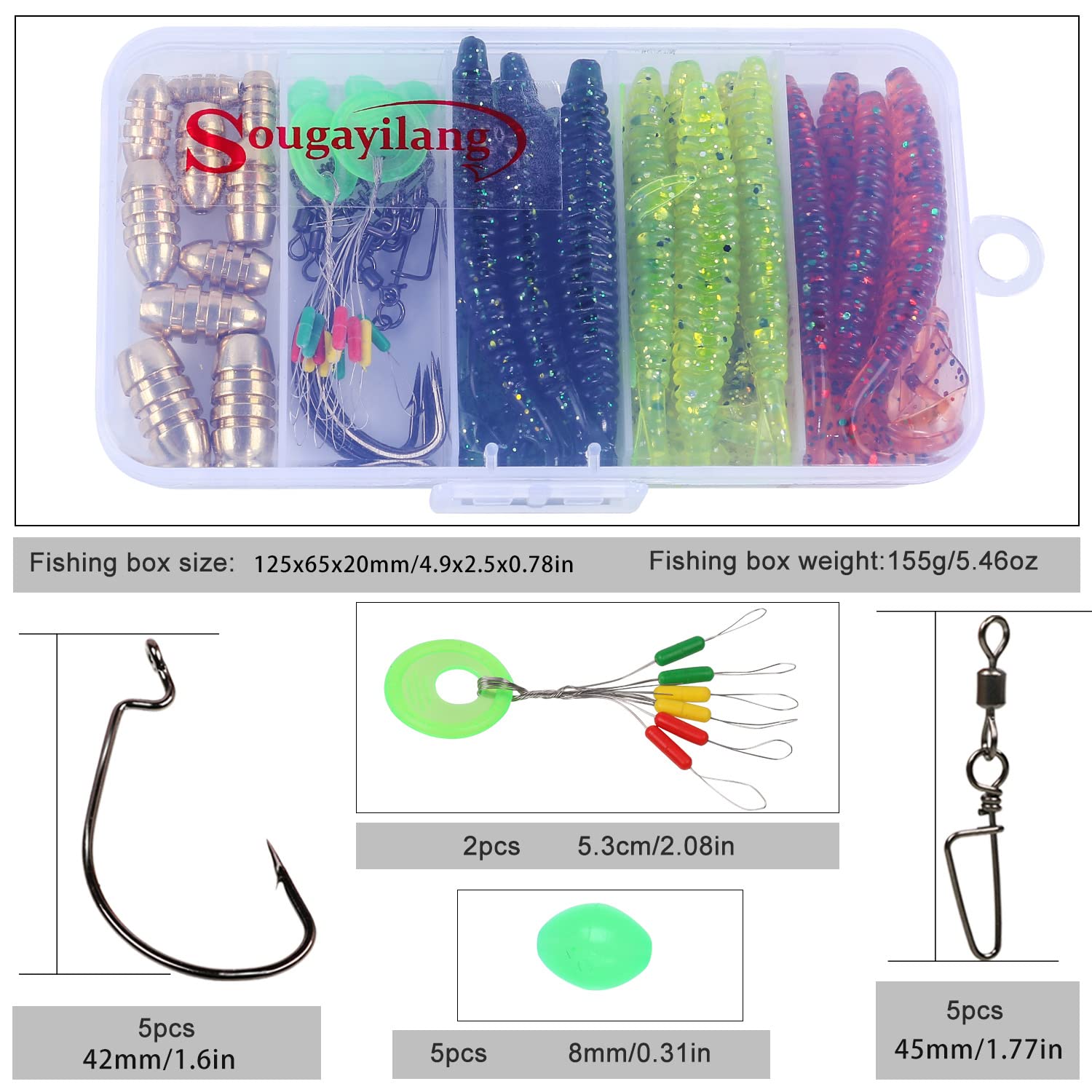 Sougayilang Fishing Accessories Set, Include Fishing Lures, Fishing Swivels, Fishing Sinkers and Fishing Hooks-Type 13 4